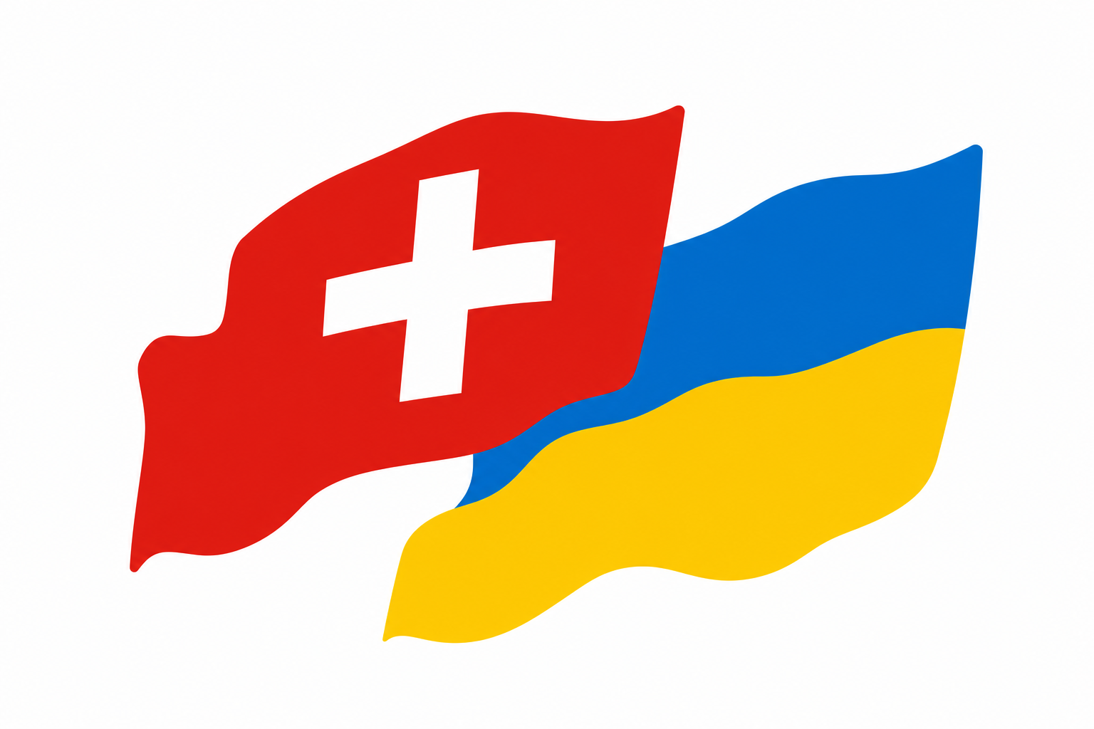 Minimalist Flat Vector Swiss Ukrainian Flag