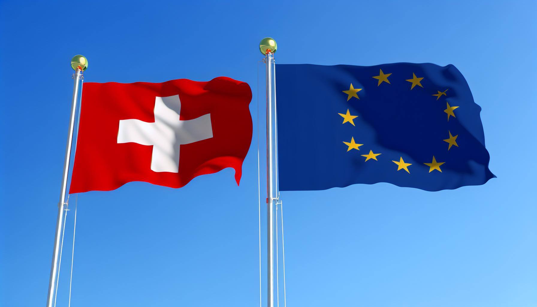 Schweizer und EU flagge