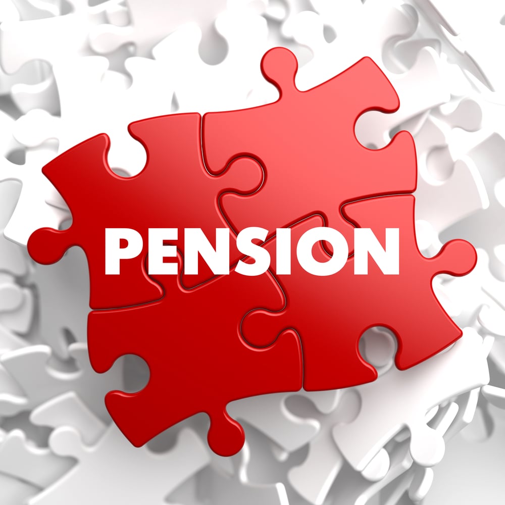 Pension on Red Puzzle on White Background.-1
