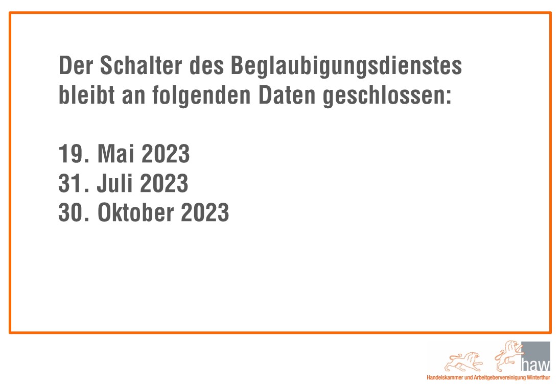 Schliessungen 2023 Mai - Oktober