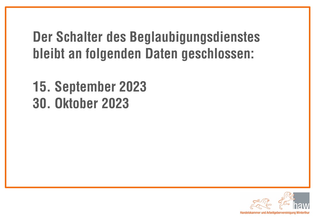 Schliessungen 2023 September - Oktober